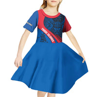 Faroe Islands Kid Short Sleeve Dress with Viking Warrior and Longship Design - Wonder Print Shop
