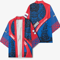 Faroe Islands Kimono with Viking Warrior and Longship Design - Wonder Print Shop
