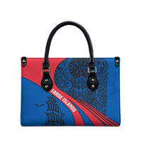Faroe Islands Leather Bag with Viking Warrior and Longship Design - Wonder Print Shop