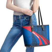 Faroe Islands Leather Tote Bag with Viking Warrior and Longship Design - Wonder Print Shop