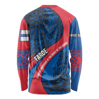 Faroe Islands Long Sleeve Shirt with Viking Warrior and Longship Design - Wonder Print Shop