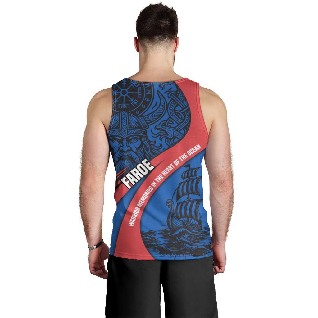 Faroe Islands Men Tank Top with Viking Warrior and Longship Design - Wonder Print Shop