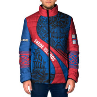 Faroe Islands Padded Jacket with Viking Warrior and Longship Design - Wonder Print Shop