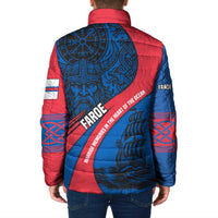 Faroe Islands Padded Jacket with Viking Warrior and Longship Design - Wonder Print Shop