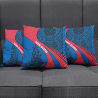 Faroe Islands Pillow Cover with Viking Warrior and Longship Design - Wonder Print Shop