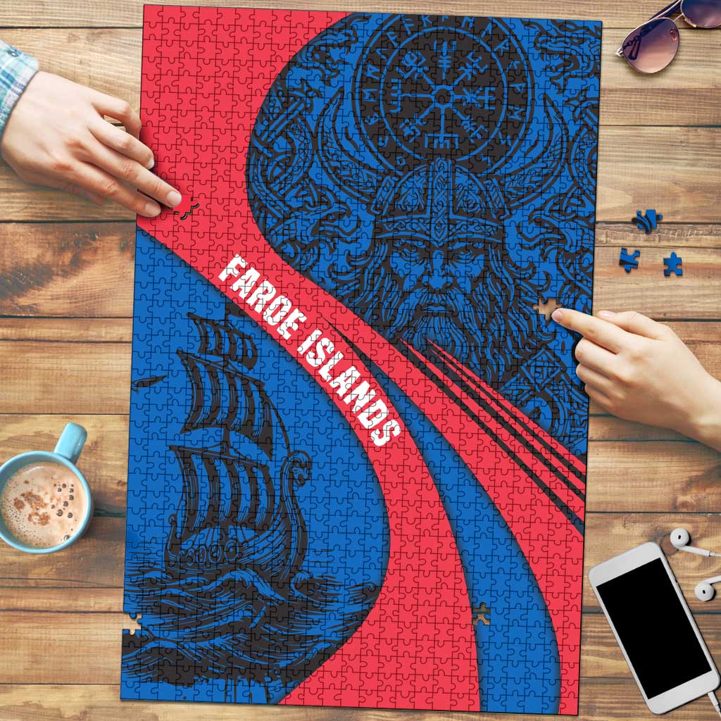 Faroe Islands Puzzle with Viking Warrior and Longship Design - Wonder Print Shop