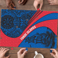 Faroe Islands Puzzle with Viking Warrior and Longship Design - Wonder Print Shop