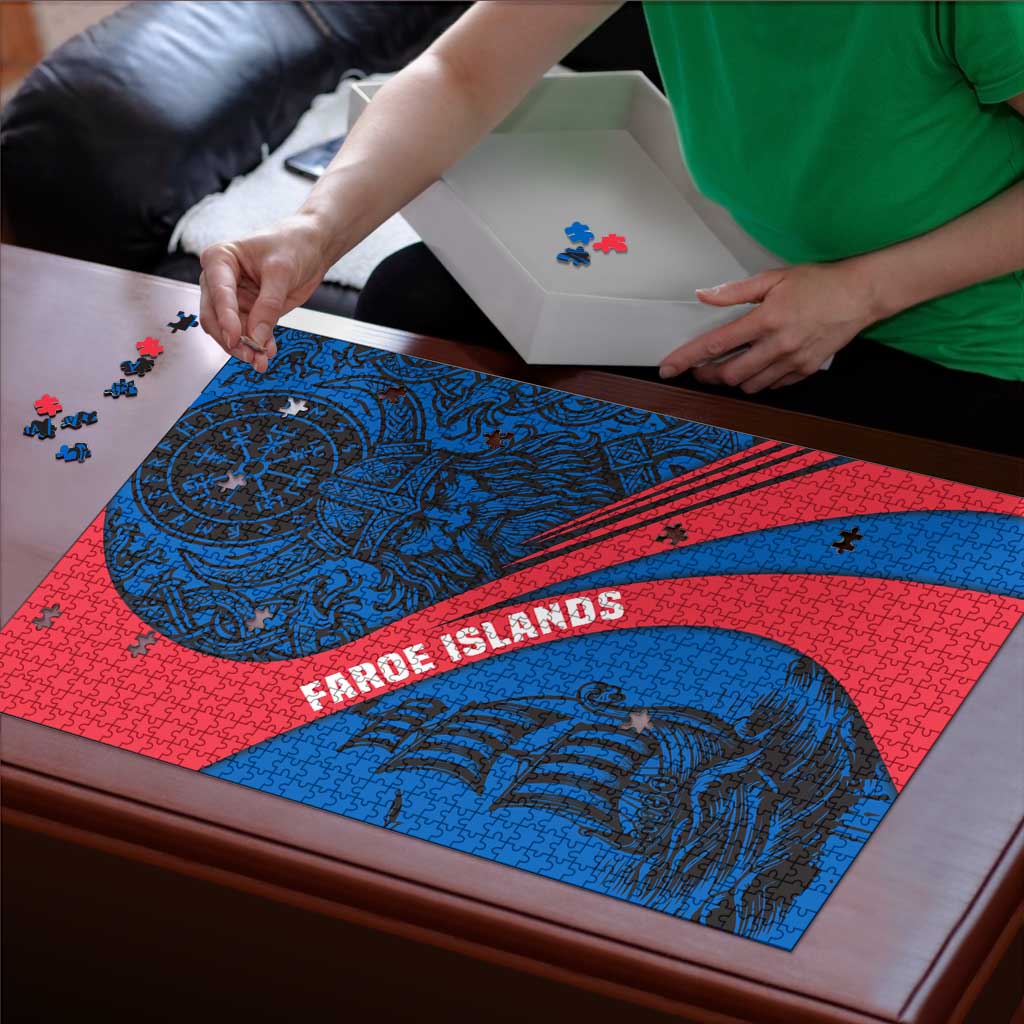 Faroe Islands Puzzle with Viking Warrior and Longship Design - Wonder Print Shop