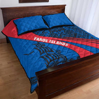 Faroe Islands Quilt Bed Set with Viking Warrior and Longship Design - Wonder Print Shop