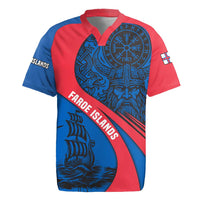 Faroe Islands Rugby Jersey with Viking Warrior and Longship Design - Wonder Print Shop