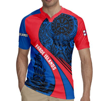 Faroe Islands Rugby Jersey with Viking Warrior and Longship Design - Wonder Print Shop