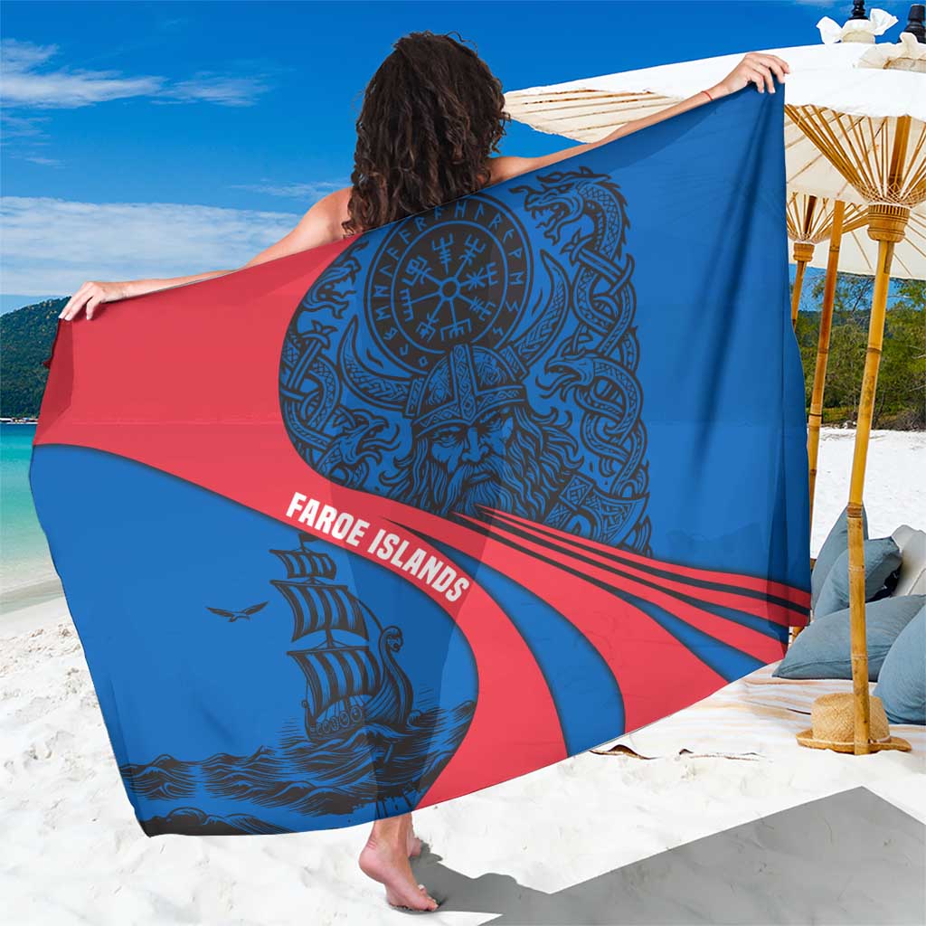 Faroe Islands Sarong with Viking Warrior and Longship Design - Wonder Print Shop