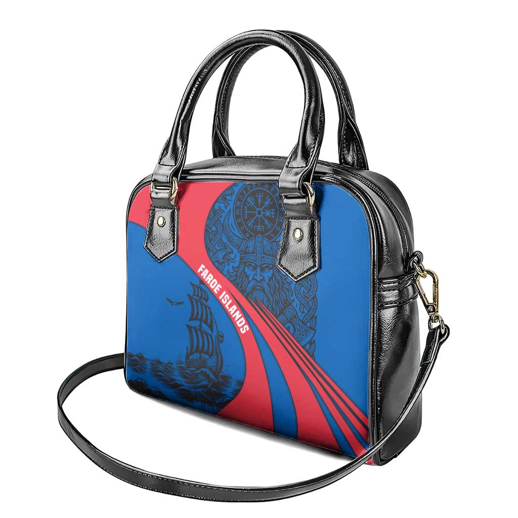 Faroe Islands Shoulder Handbag with Viking Warrior and Longship Design - Wonder Print Shop