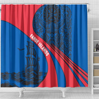 Faroe Islands Shower Curtain with Viking Warrior and Longship Design - Wonder Print Shop