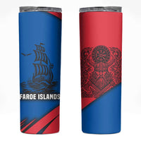 Faroe Islands Skinny Tumbler with Viking Warrior and Longship Design - Wonder Print Shop