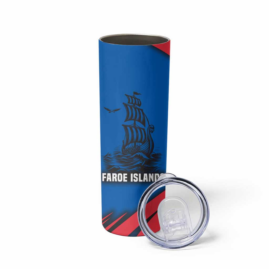 Faroe Islands Skinny Tumbler with Viking Warrior and Longship Design - Wonder Print Shop