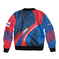 Faroe Islands Sleeve Zip Bomber Jacket with Viking Warrior and Longship Design - Wonder Print Shop