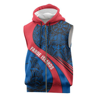 Faroe Islands Sleeveless Zip Hoodie with Viking Warrior and Longship Design - Wonder Print Shop