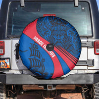 Faroe Islands Spare Tire Cover with Viking Warrior and Longship Design - Wonder Print Shop