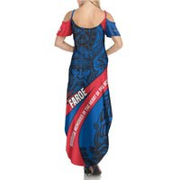 Faroe Islands Summer Maxi Dress with Viking Warrior and Longship Design - Wonder Print Shop