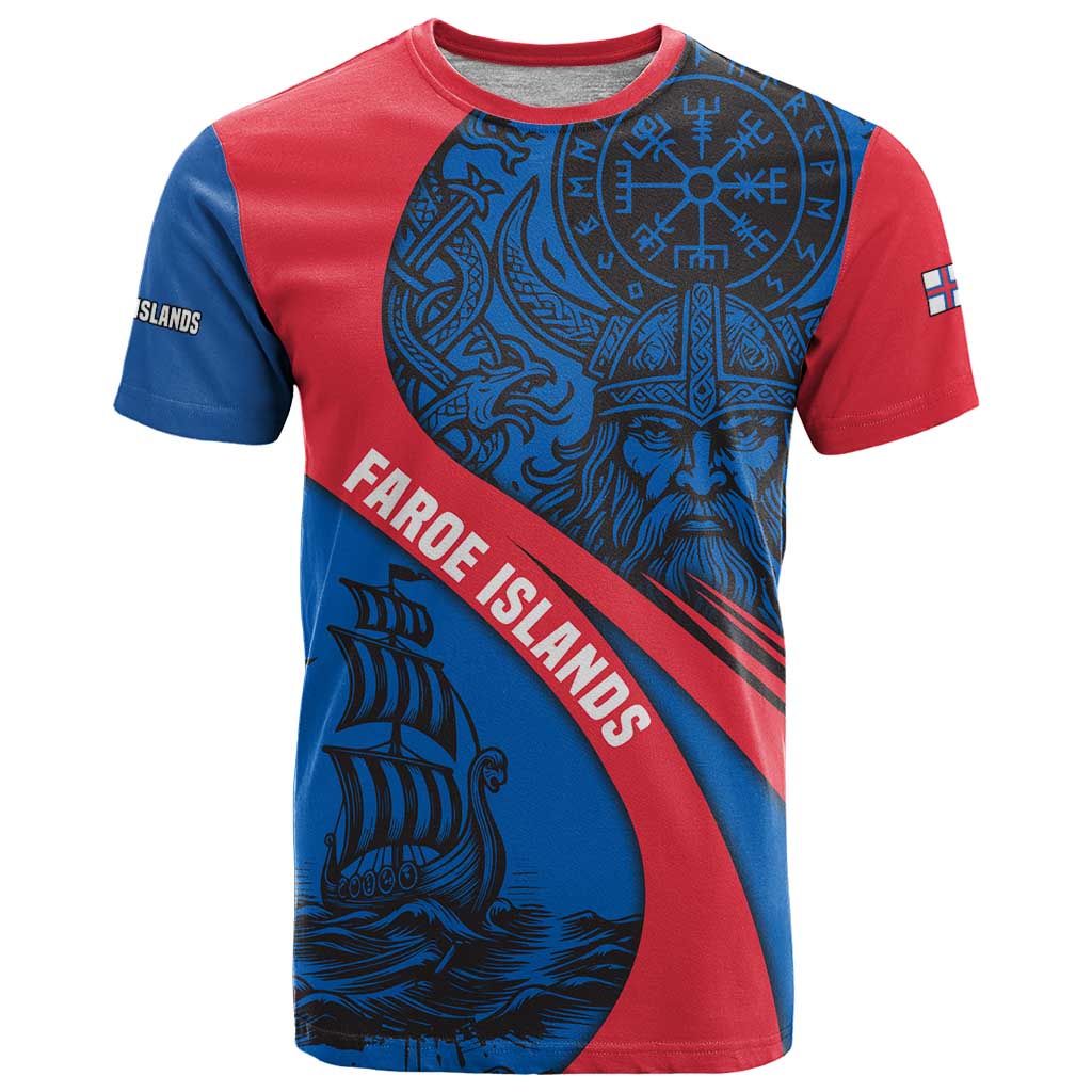 Faroe Islands T Shirt with Viking Warrior and Longship Design - Wonder Print Shop