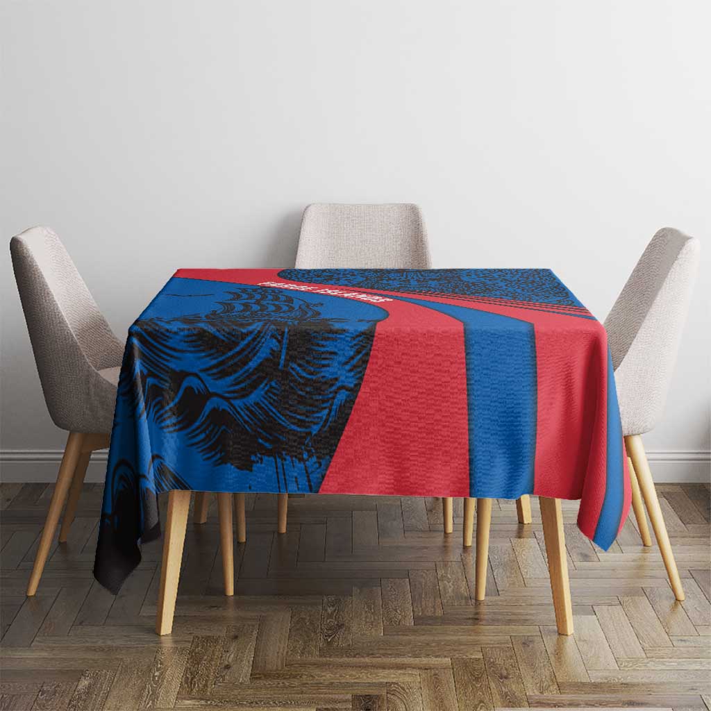 Faroe Islands Tablecloth with Viking Warrior and Longship Design - Wonder Print Shop
