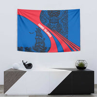 Faroe Islands Tapestry with Viking Warrior and Longship Design - Wonder Print Shop