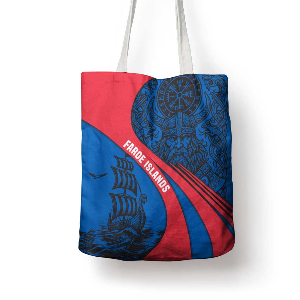 Faroe Islands Tote Bag with Viking Warrior and Longship Design - Wonder Print Shop