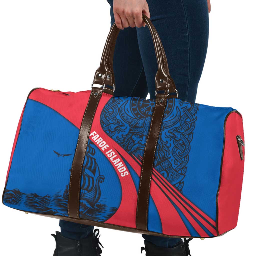 Faroe Islands Travel Bag with Viking Warrior and Longship Design - Wonder Print Shop