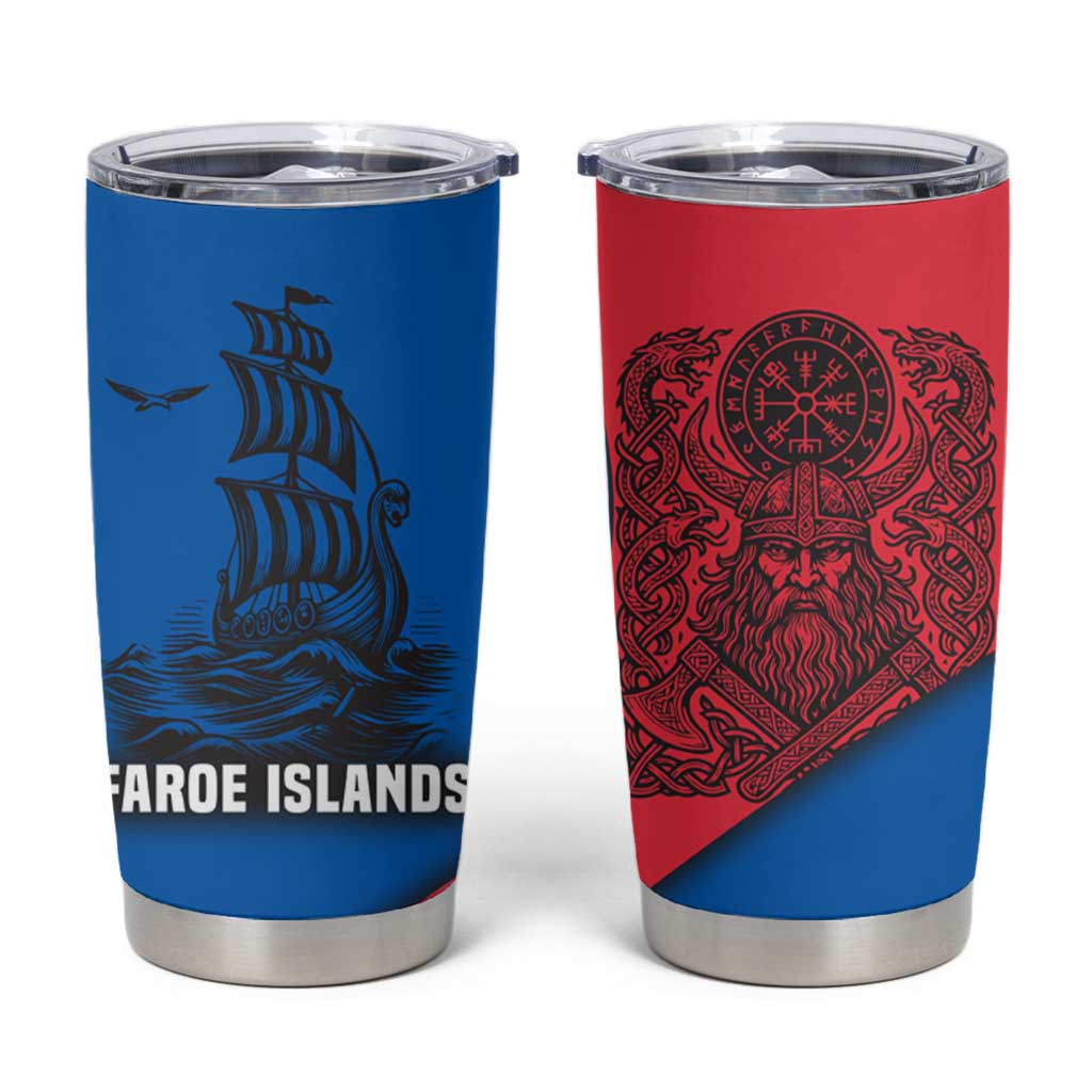 Faroe Islands Tumbler Cup with Viking Warrior and Longship Design - Wonder Print Shop
