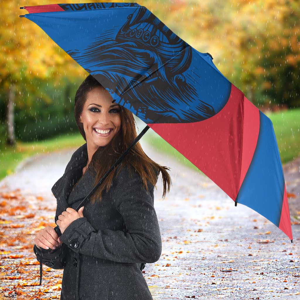 Faroe Islands Umbrella with Viking Warrior and Longship Design - Wonder Print Shop