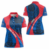 Faroe Islands Women Polo Shirt with Viking Warrior and Longship Design - Wonder Print Shop