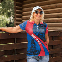 Faroe Islands Women Polo Shirt with Viking Warrior and Longship Design - Wonder Print Shop