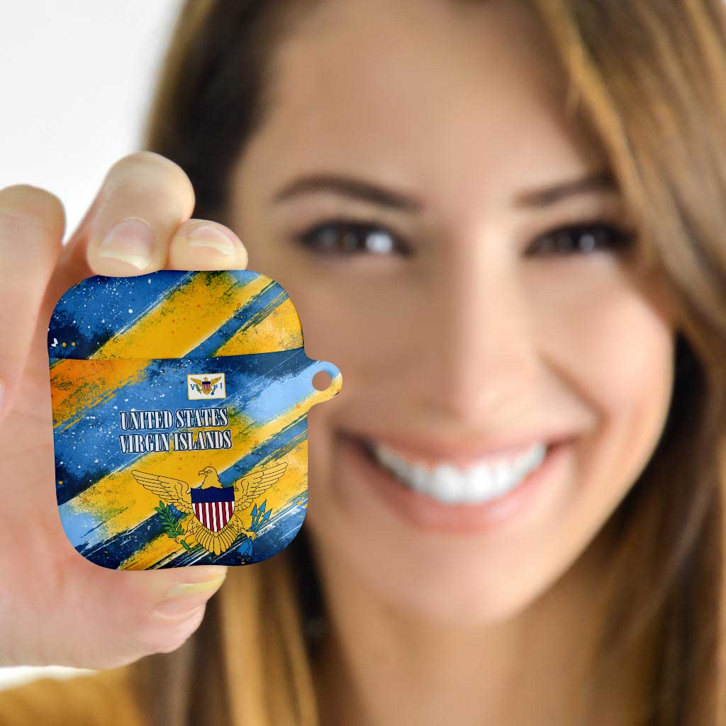 United States Virgin Islands AirPods Case with Blue Yellow Eagle Design and Government Seal - Wonder Print Shop
