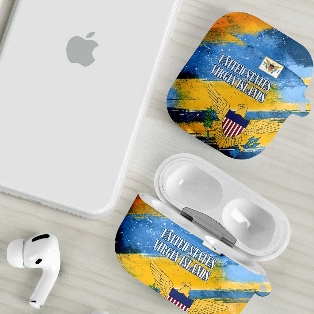 United States Virgin Islands AirPods Case with Blue Yellow Eagle Design and Government Seal - Wonder Print Shop