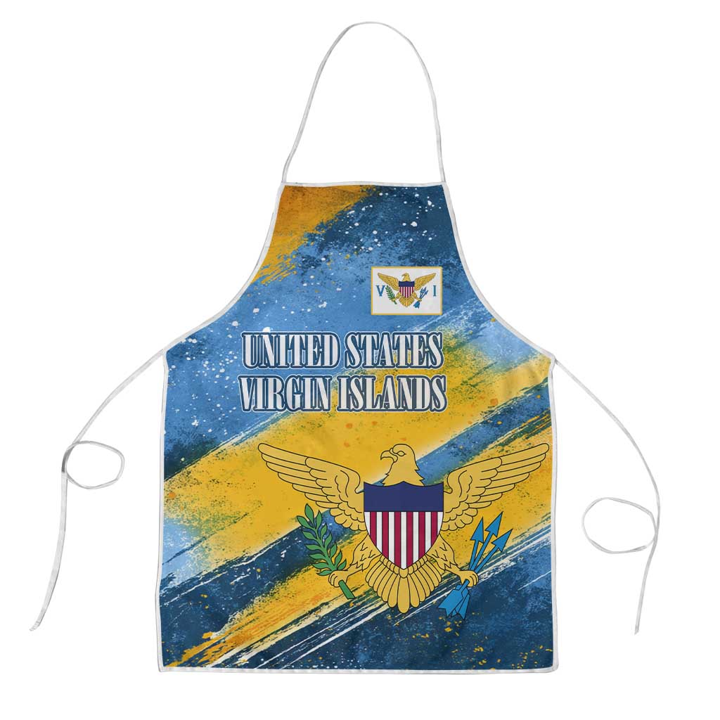 United States Virgin Islands Apron with Blue Yellow Eagle Design and Government Seal - Wonder Print Shop