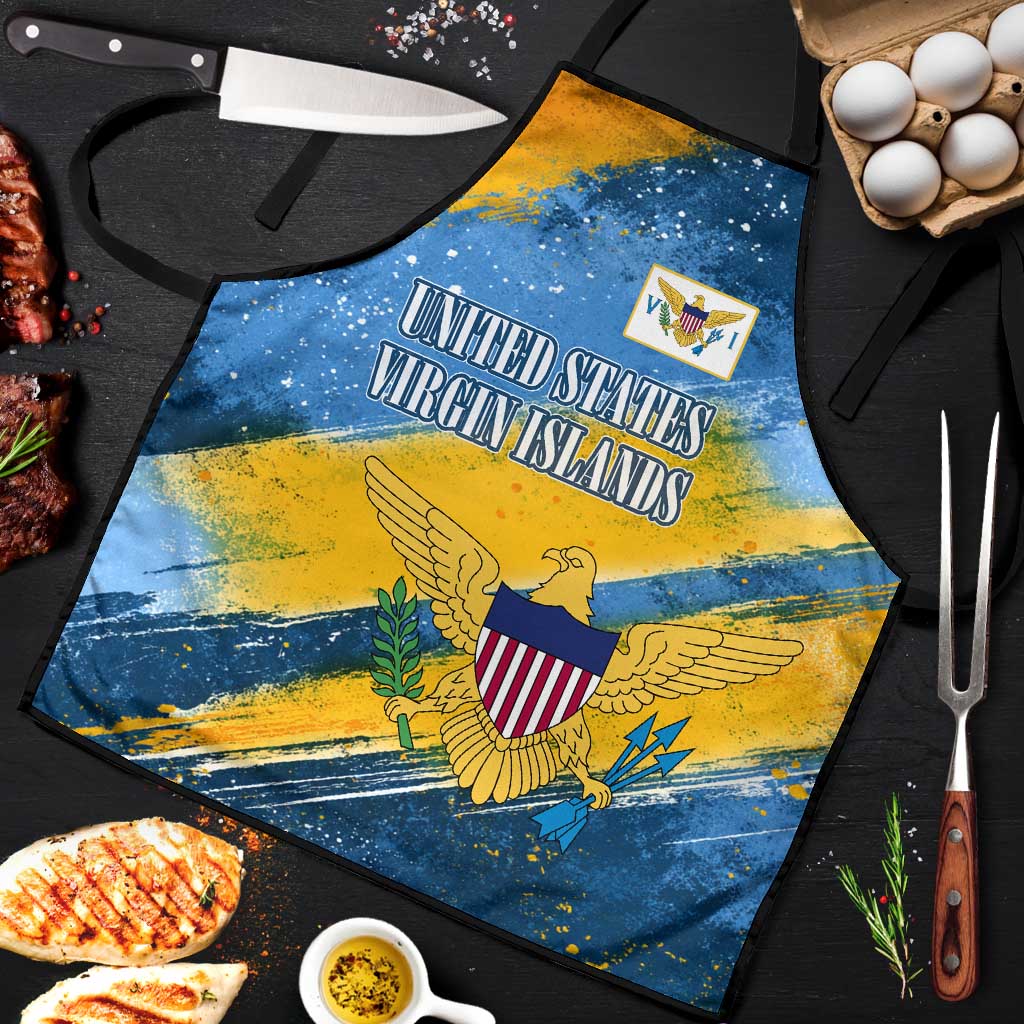 United States Virgin Islands Apron with Blue Yellow Eagle Design and Government Seal - Wonder Print Shop