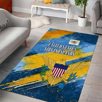 United States Virgin Islands Area Rug with Blue Yellow Eagle Design and Government Seal - Wonder Print Shop