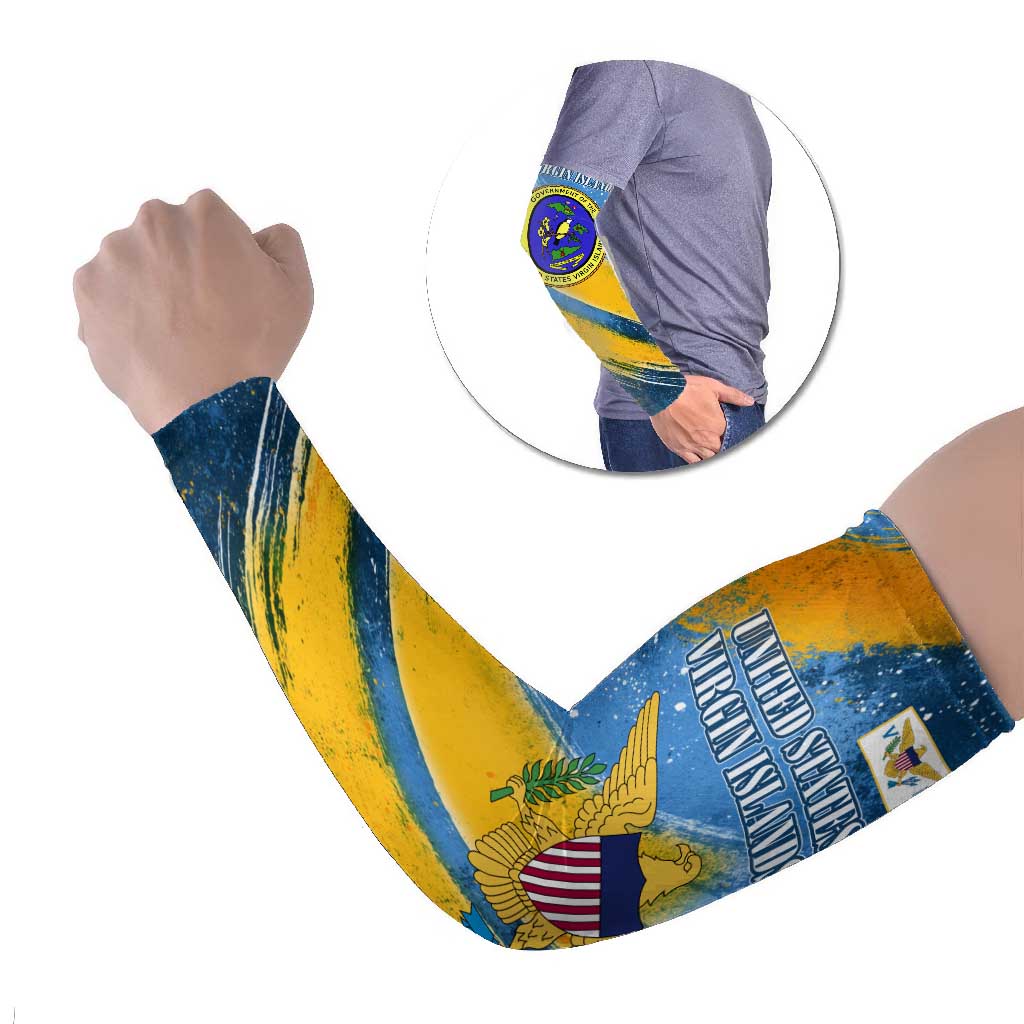 United States Virgin Islands Arm Sleeves with Blue Yellow Eagle Design and Government Seal - Wonder Print Shop