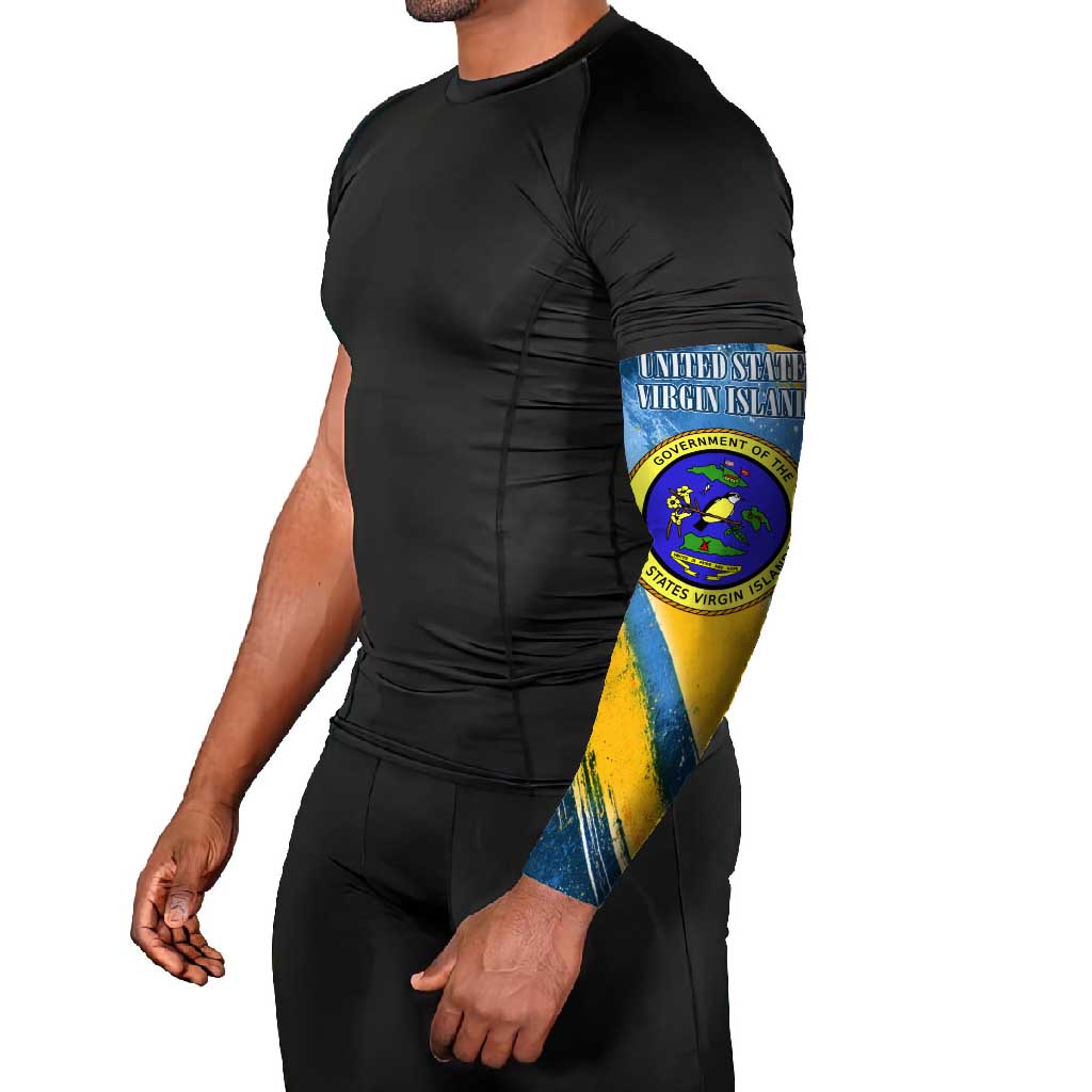 United States Virgin Islands Arm Sleeves with Blue Yellow Eagle Design and Government Seal - Wonder Print Shop
