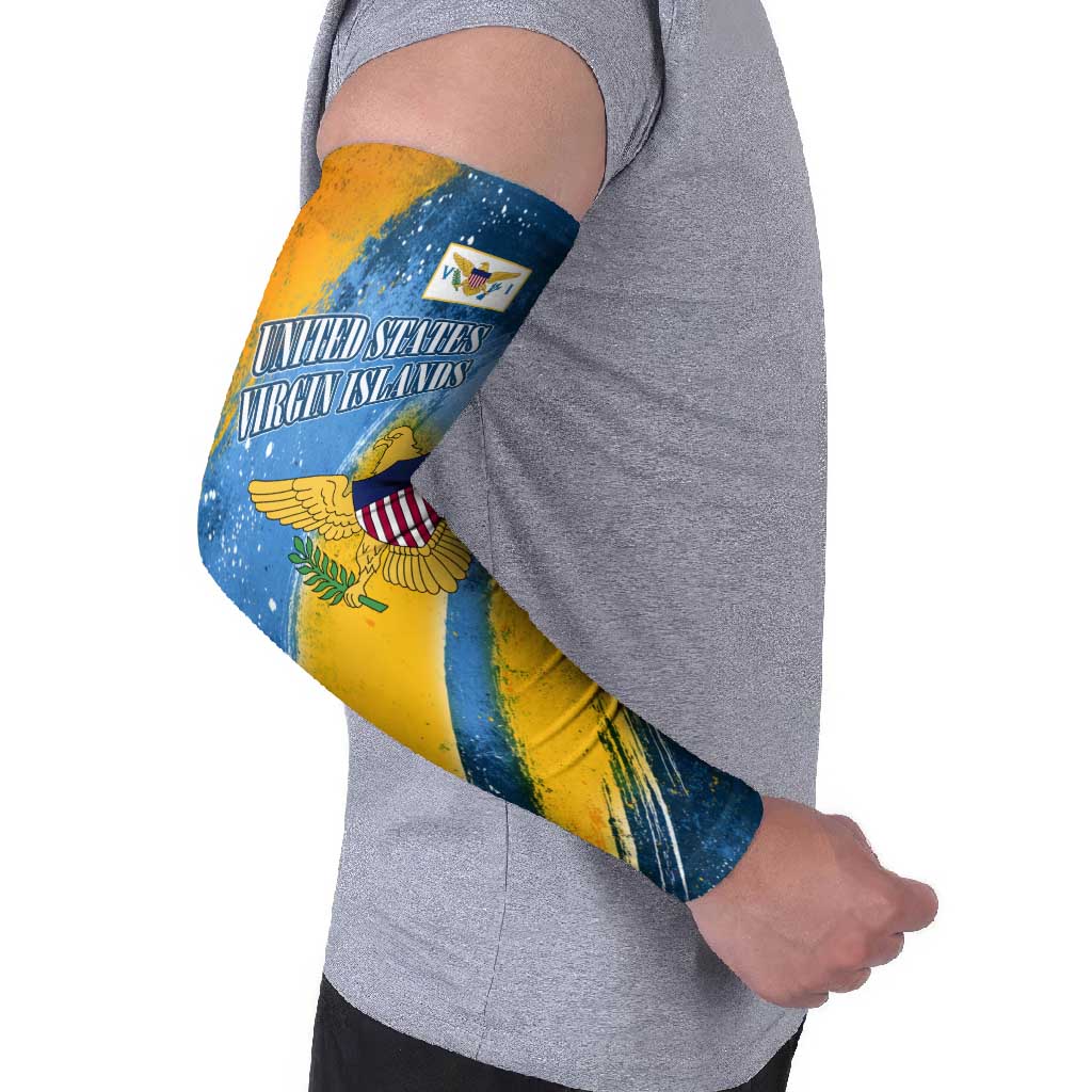 United States Virgin Islands Arm Sleeves with Blue Yellow Eagle Design and Government Seal - Wonder Print Shop