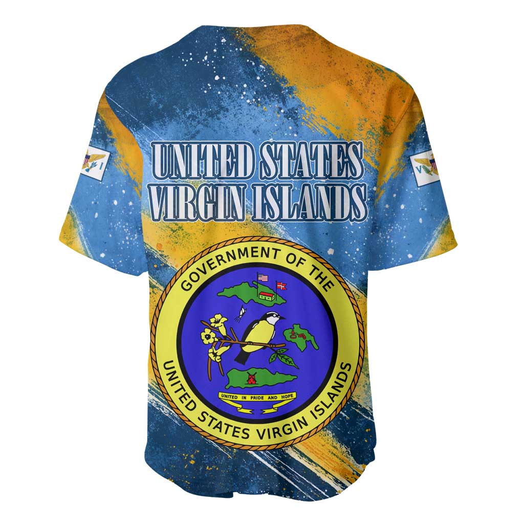 United States Virgin Islands Baseball Jersey with Blue Yellow Eagle Design and Government Seal - Wonder Print Shop