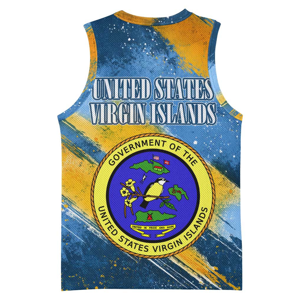 United States Virgin Islands Basketball Jersey with Blue Yellow Eagle Design and Government Seal - Wonder Print Shop
