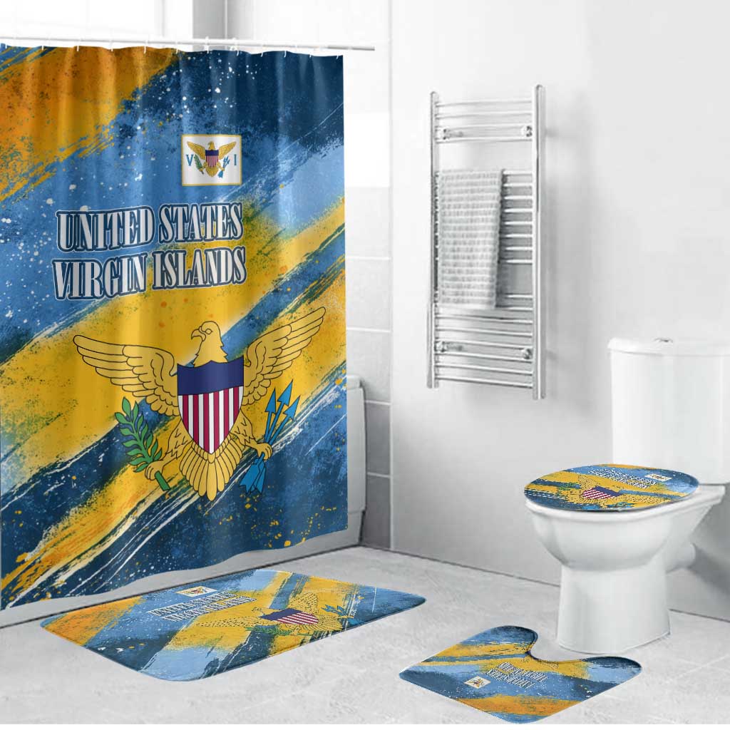 United States Virgin Islands Bathroom Set with Blue Yellow Eagle Design and Government Seal - Wonder Print Shop