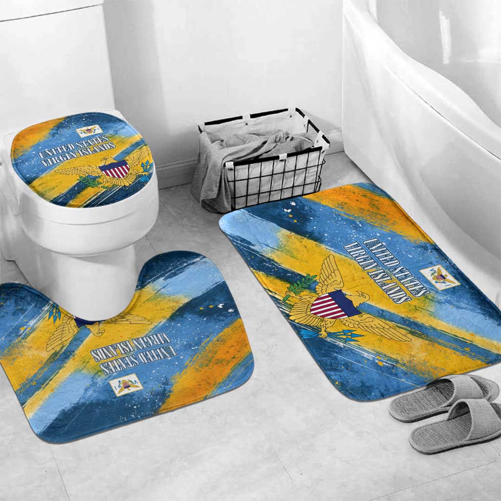United States Virgin Islands Bathroom Set with Blue Yellow Eagle Design and Government Seal - Wonder Print Shop