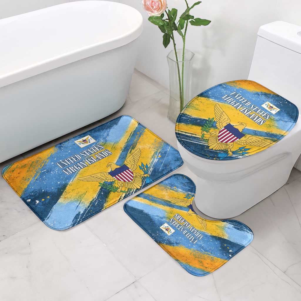 United States Virgin Islands Bathroom Set with Blue Yellow Eagle Design and Government Seal - Wonder Print Shop