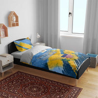 United States Virgin Islands Bedding Set with Blue Yellow Eagle Design and Government Seal - Wonder Print Shop