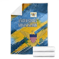 United States Virgin Islands Blanket with Blue Yellow Eagle Design and Government Seal - Wonder Print Shop