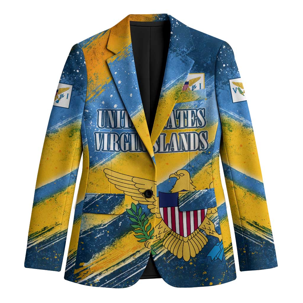 United States Virgin Islands Blazer with Blue Yellow Eagle Design and Government Seal - Wonder Print Shop
