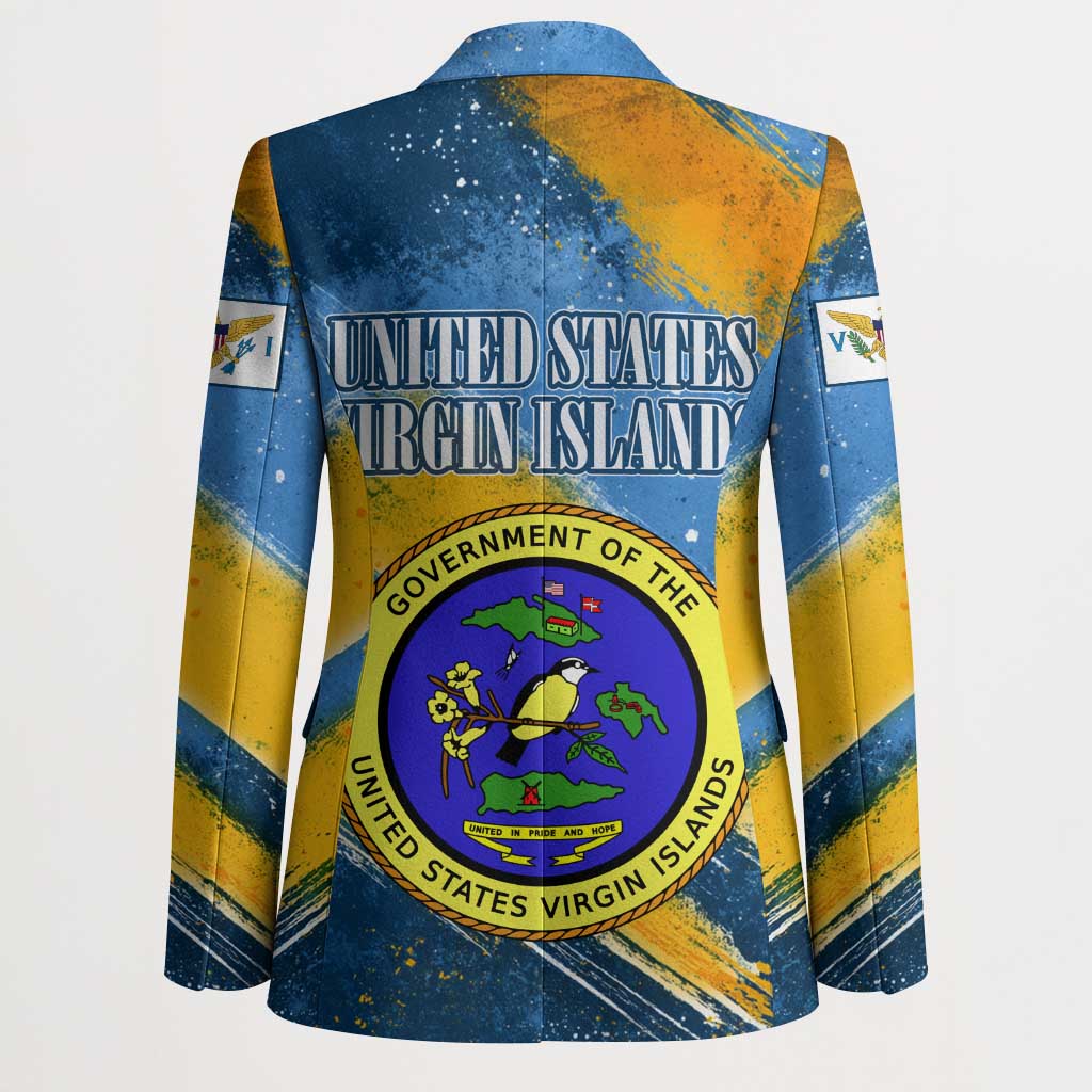 United States Virgin Islands Blazer with Blue Yellow Eagle Design and Government Seal - Wonder Print Shop